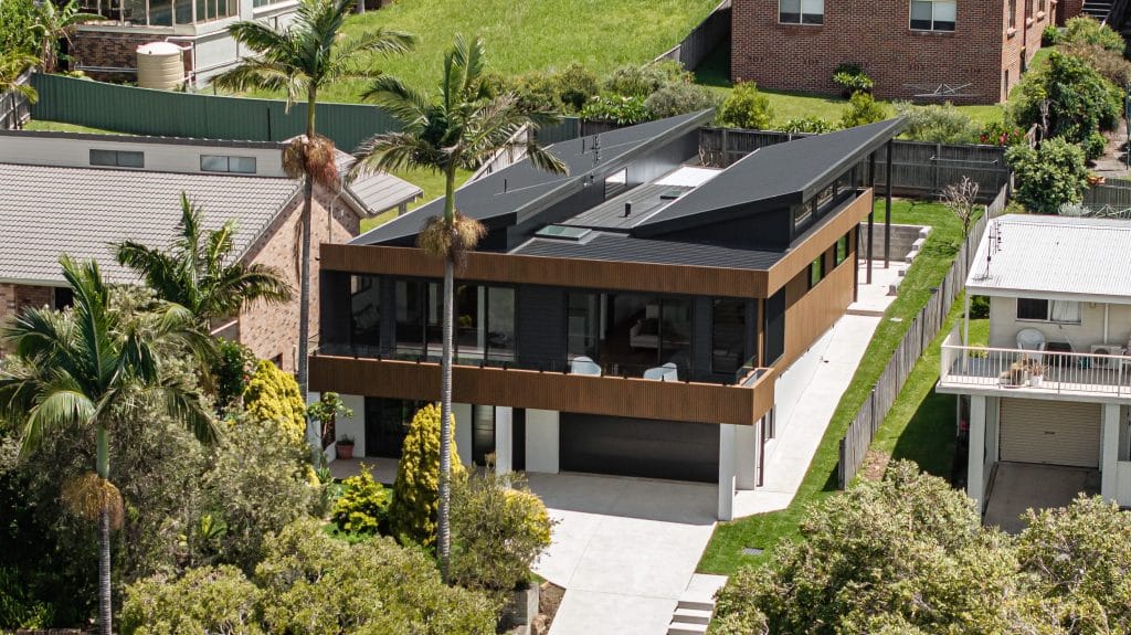 Aerial view of a contemporary home renovation project in Gerringong NSW