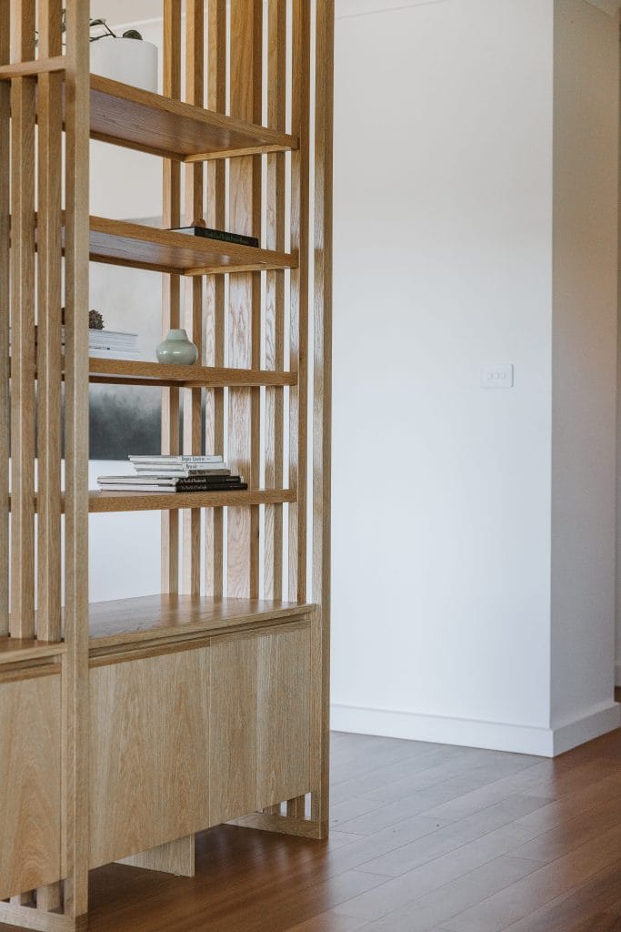 Timber shelving detail in a renovated Minnamurra home by YourBuild Construct