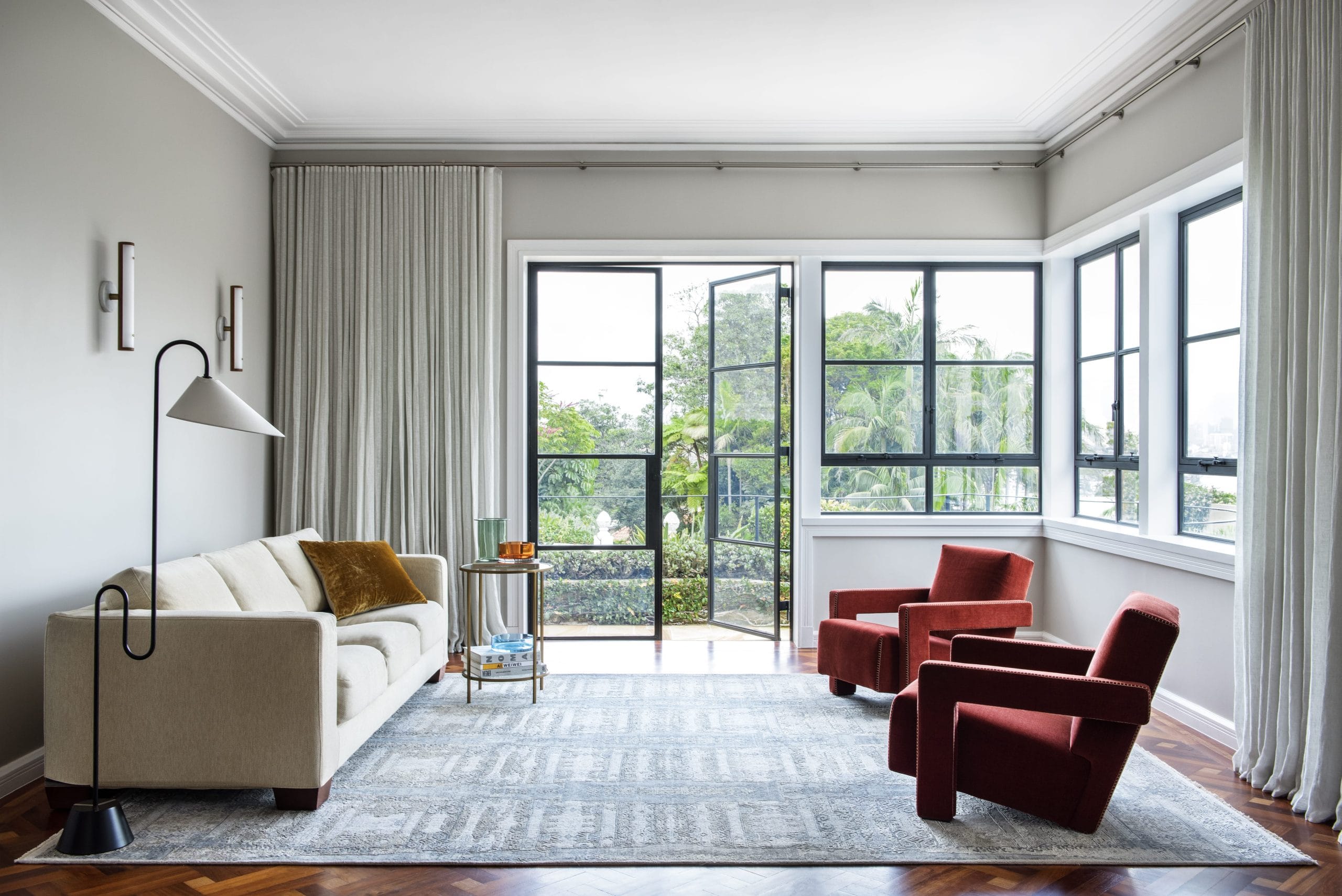 A living room in Sydney Australia opening onto a terrace garden